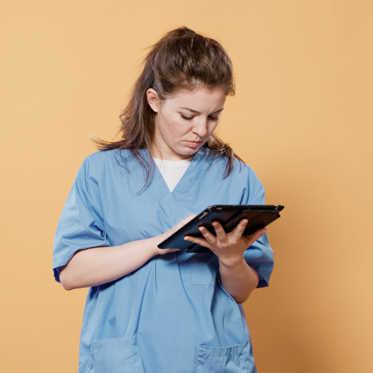Nurse using tablet